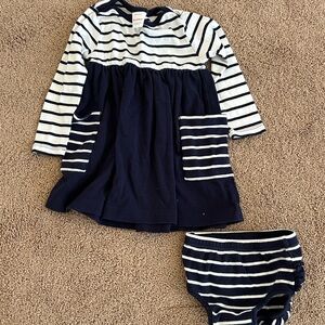 Hanna Andersson Navy and White Striped Baby Outfit